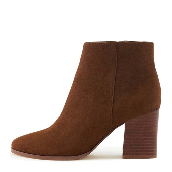 NEST FOOTWEAR Malibu stack heel ankle Brown suede  bootie/size 8 - Picture 10 of 11